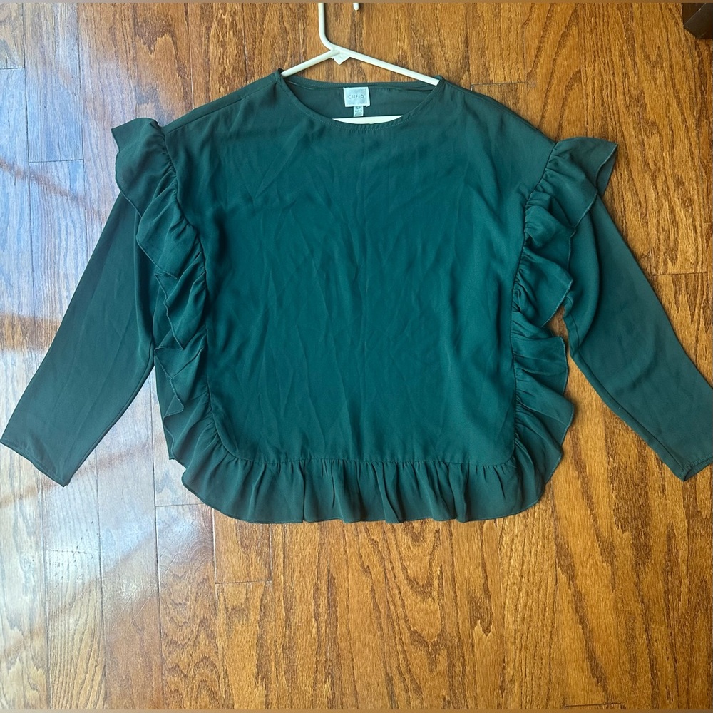 Cupio Green Ruffle Top Size S